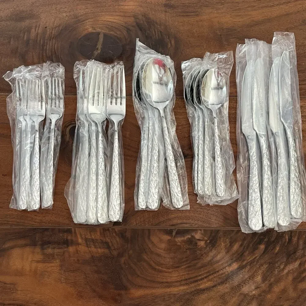 20-Piece Hammered Silverware Cutlery Set Service for 4 Stainless Steel 18/0